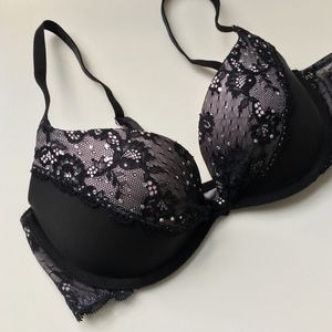 Black & Lace Rhinestone Bra from Victorias Secret